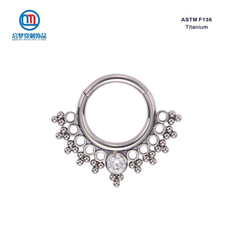 ASTM F136 Titanyum Boncuklu Küme Segment Clicker Burun Halkası Helix Kıkırdak Küpe Vücut Piercing Takı