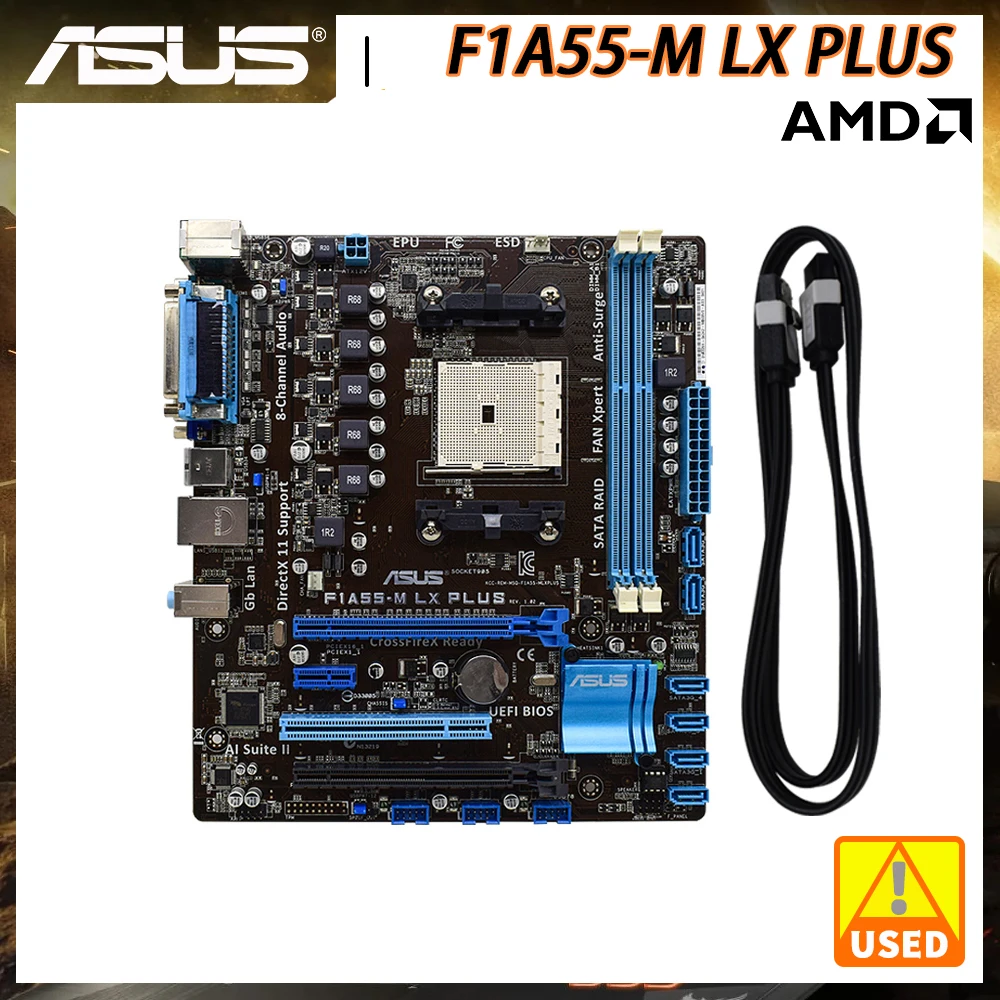 ASUS F1A55-M LX artı Anakart DDR3 Soket FM1 AMD A55 PCI - E 2.0 Desteği AMD A6-3600 Cpu VGA USB2. 0 ATX Anakart