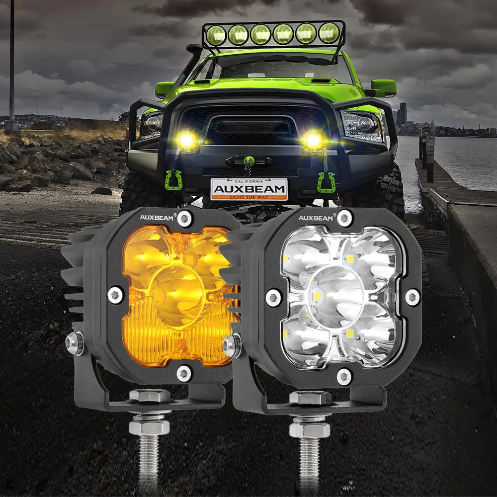 AUXBEAM 3 inç LED Çalışma ışığı 80W 9600lm Spot Sis Sürüş Lambası 3500K 6500K IP68 Su Geçirmez Offroad LED Kamyon SUV için 4WD ATV