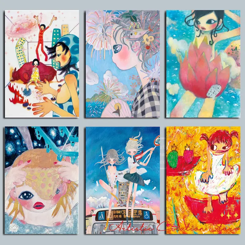 Aya Takano Sanat Posterleri Macera Içinde Sanat Karikatür Tuval Boyama Baskı Duvar Resmi Yatak Odası Çocuk Odası Ev Dekor