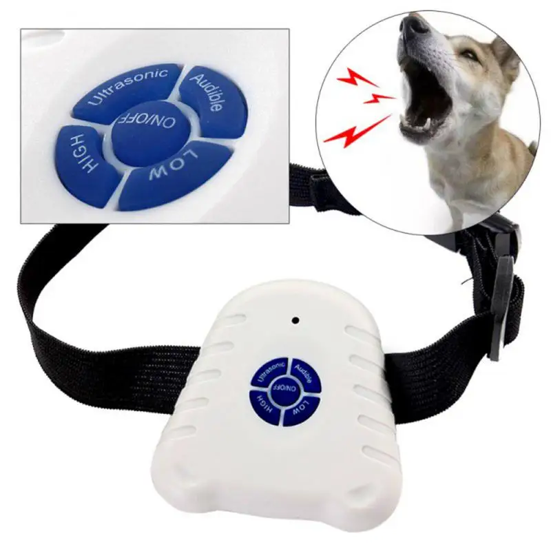 Ayarlanabilir Ultrasonik Köpek Anti Bark Yaka Köpek Dur Barking Kontrol Yaka PetTraining Cihazı Düğme Clicker Köpek Malzemeleri