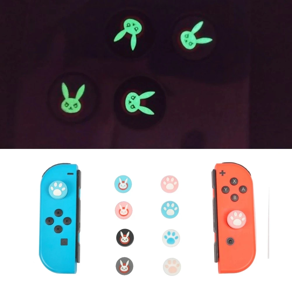 Aydınlık Tavşan Kedi Pençe Thumbstick Kavrama Kapaklar Nintendo Anahtarı / Lite Denetleyici Joystick Koruyucu Kapak Silikon Rocker Durumda
