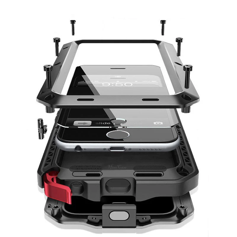 Açık Ağır Doom Zırh Darbeye Dayanıklı Metal Kasa iPhone XS İçin MAX XR X 7 8 6 6S Artı 5 SE 11 12 Toz Geçirmez Koruma Kapağı