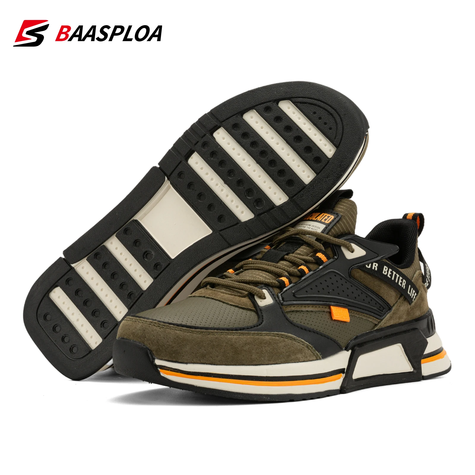 Baasploa Marka orijinal erkekler rahat yürüyüş ayakkabısı yüksek kalite moda koşu ayakkabıları erkek kaymaz Nefes ışık Sneakers