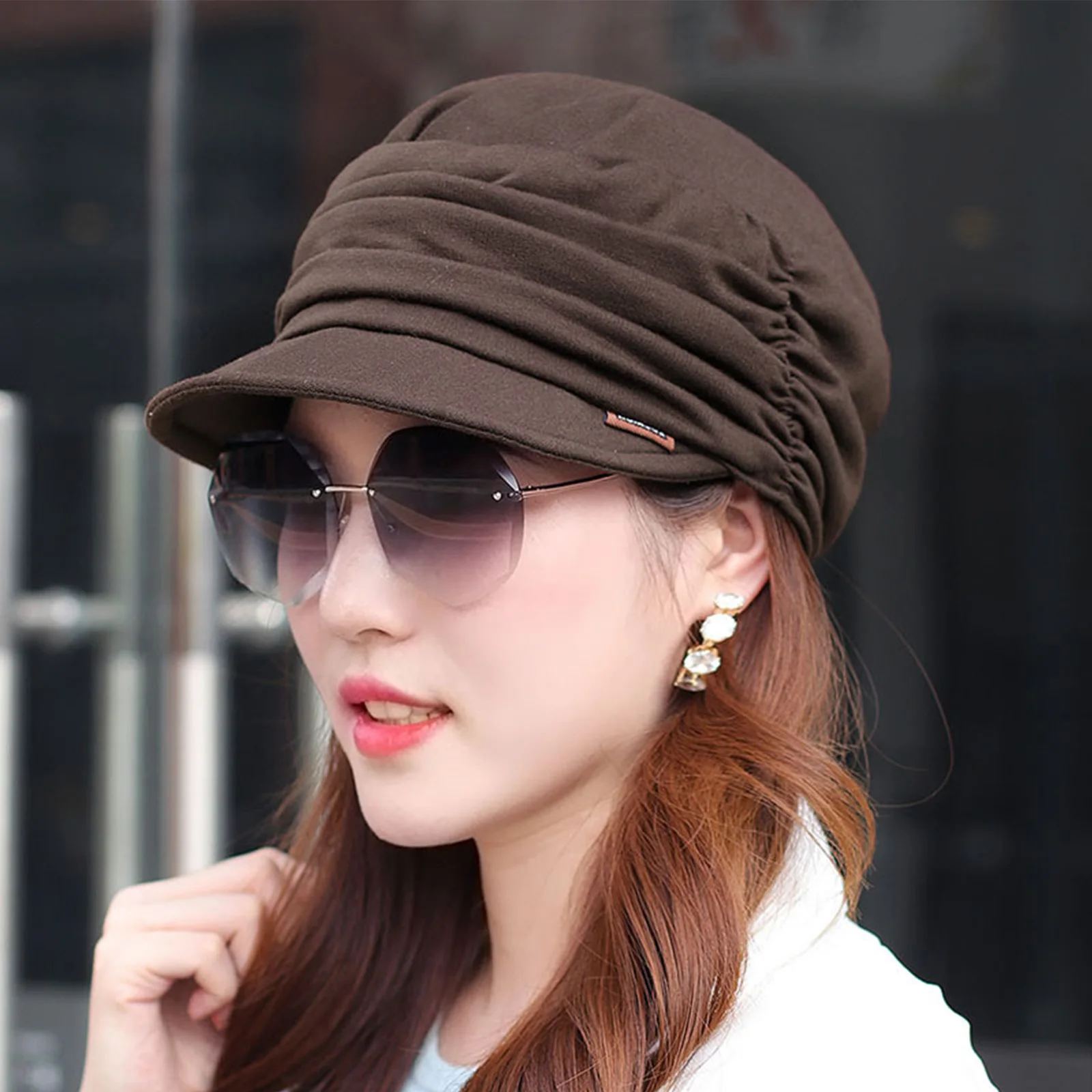 Bahar kadın Kubbe Ördek Dil Şapka Kadın Newsboy Cabbie Şapka Sonbahar Bere Kapaklar Kadın Ressam Tur Kap
