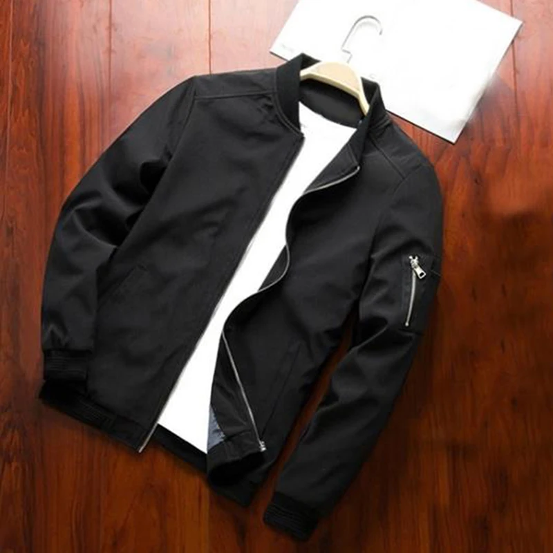 Bahar Yeni erkek Bombacı fermuarlı ceket Erkek Casual Streetwear Hip Hop Slim Fit Pilot Ceket Erkek Giyim
