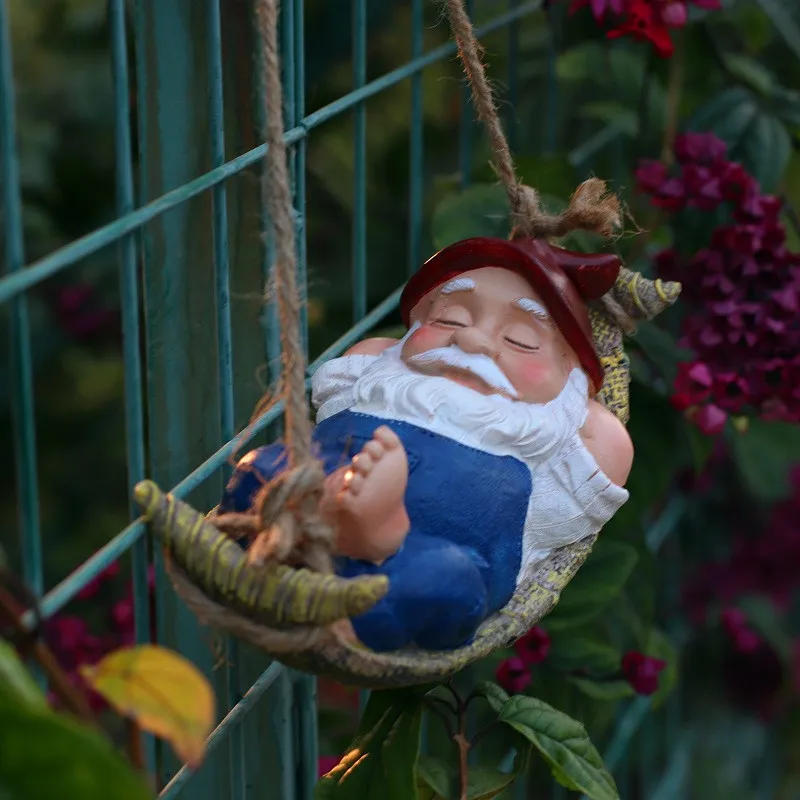 Bahçe Uyku Adam Gnome Elf Heykelcik Avlu Cüce Yaşlı Adam Heykelleri Açık Ağacı Asılı Süslemeleri
