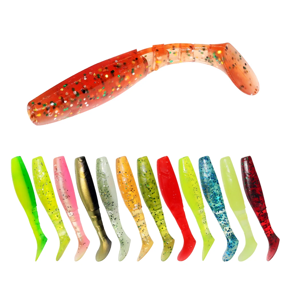 BamMax 10 adet Balıkçılık Lures Yapay Silikon Wobber Çok renkli Solucanlar Yumuşak Yem Kuyruk Softworm Bas Sazan Balıkçılık Pesca Mücadele
