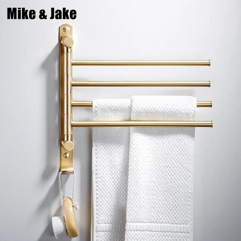 Banyo fırçası altın pirinç havlu çubukları lüks altın fırça dört havlu çubukları Hareketli havlu çubukları banyo havlu rafı