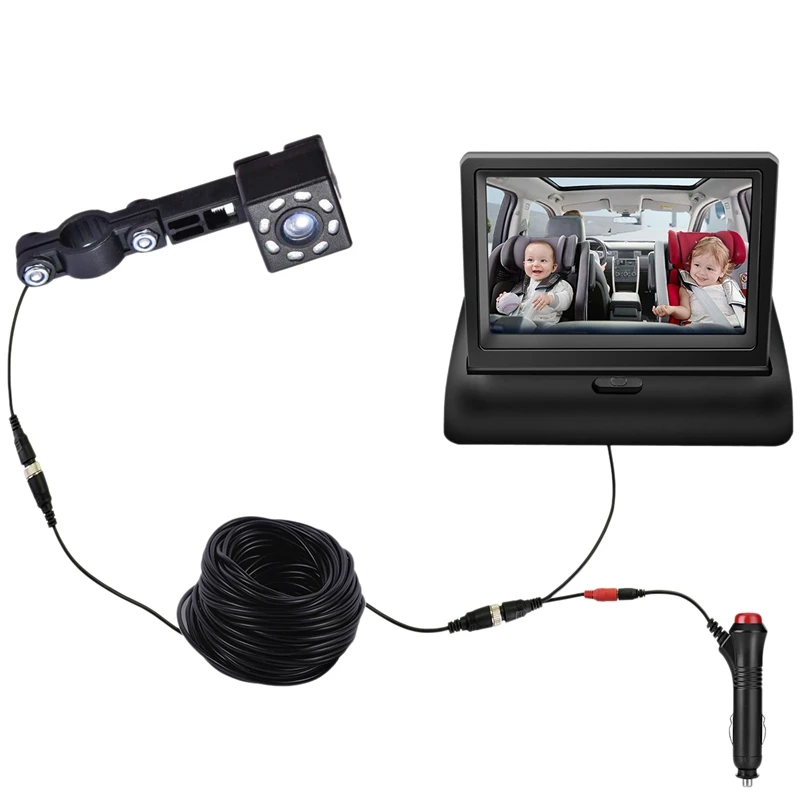 Bebek arabası Ayna Bakan bebek izleme monitörü 360 Ayarlanabilir Bebek Arka Ekran Kamera ile Gece Görüş Kamera