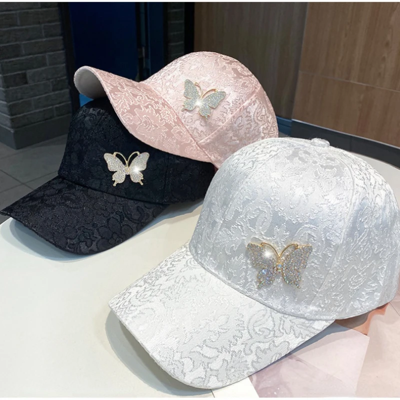 Beyzbol şapkası Kadın Şapka Moda Snapback Tasarımcı suni elmas kelebek Kapaklar Kpop gorras güneş şapkaları Siperliği Hip Hop