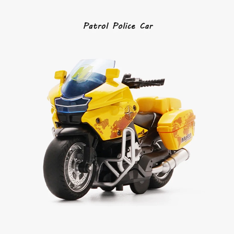 Binmek polis motosiklet Geri çocuk oyuncakları simülasyon demir kuvvet alaşım araba 4D Modeli ışıkları ile göz kamaştırıcı yarış