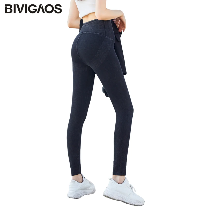 BIVIGAOS Kadınlar Elastik Push Up Kot Yüksek Bel Şekillendirme kalem pantolon Ince Skinny Jeans Jeggings Seksi Tayt Spor