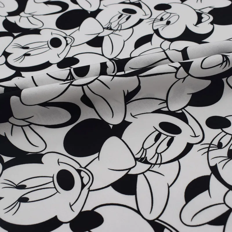 Black And White Mouse Printed Cotton Fabric Tissus Au MÈTre Vestidos Telas Algodon Estampadas Ткань Для Мебели Скатерть