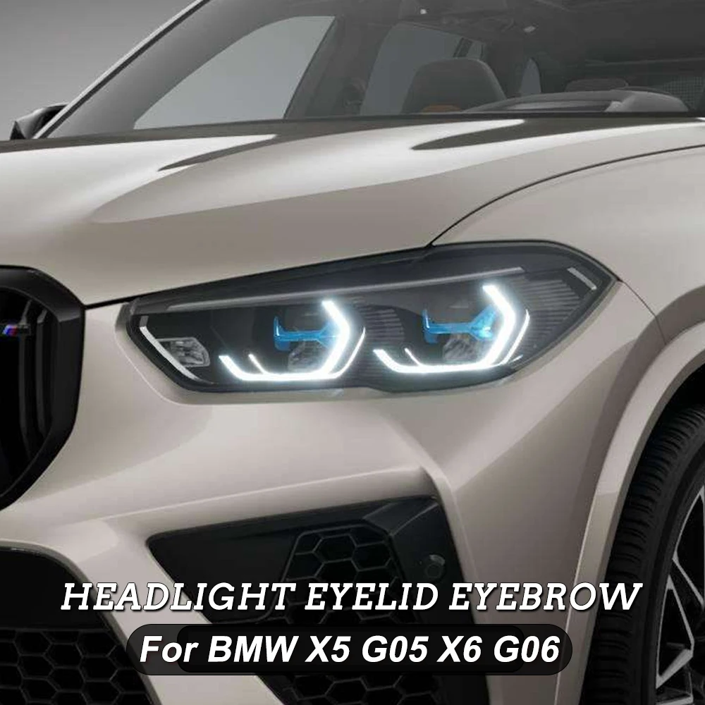 BMW için X5 G05 X6 G06 Ön Far Gözkapağı Kaş Düzeltir 2018 2019 2020 2021 2022 Karbon / Parlak Siyah ABS plastik aksesuarlar