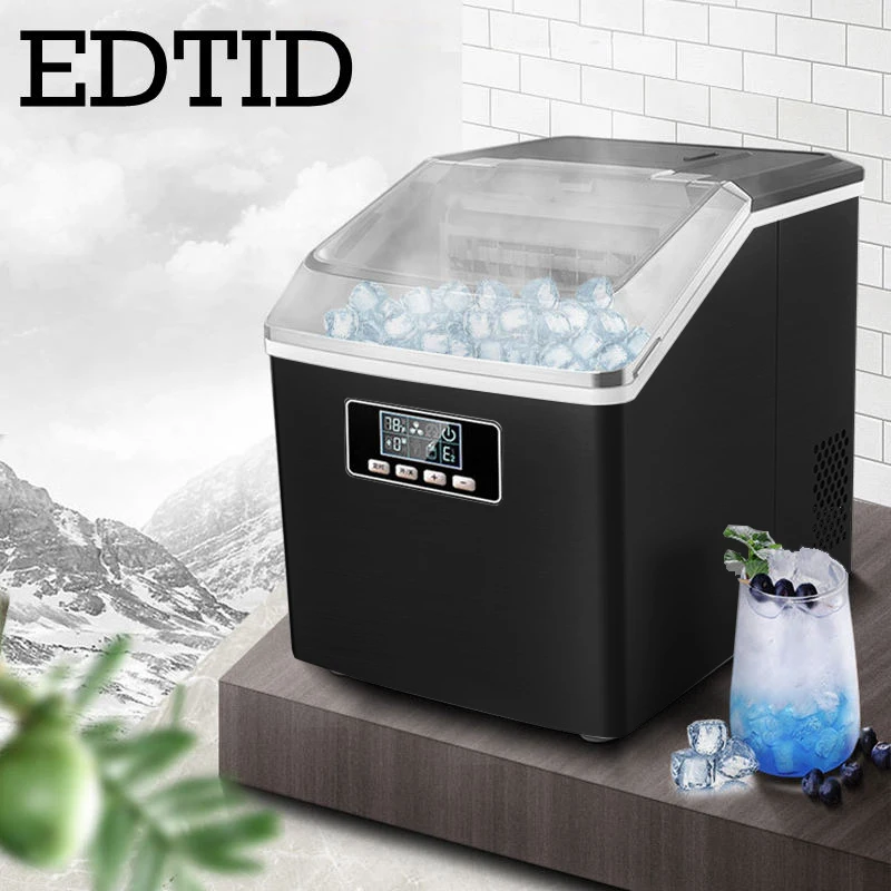 EDTID Ticari Otomatik buz yapım makinesi İngilizce paneli 25kgs / 24 H Kare şekli Buz Küpü Rezervasyon Buz Yapma Makinesi Bar Cafe dükkanı