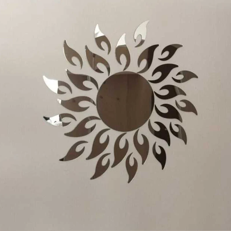 En moda sınırlı güneş akrilik 3d sticker ayna halka duvar çıkartmaları modern tasarım ıç dekorasyon oturma odası