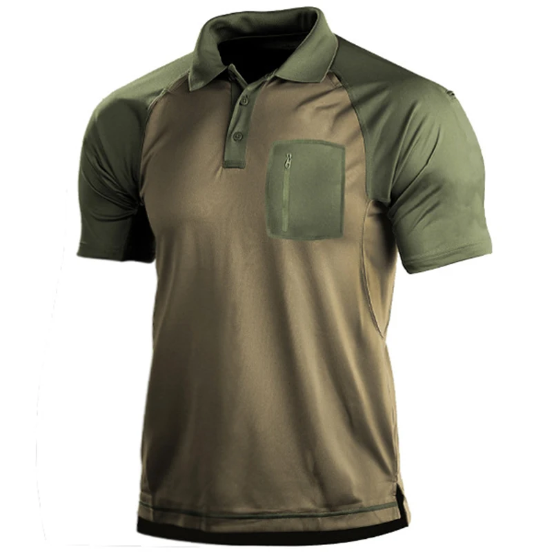 Erkek Açık Yaz Taktik Gömlek Askeri Artı Boyutu Kısa Kollu Avcılık Gömlek Erkek Polo Spor Henry T-Shirt