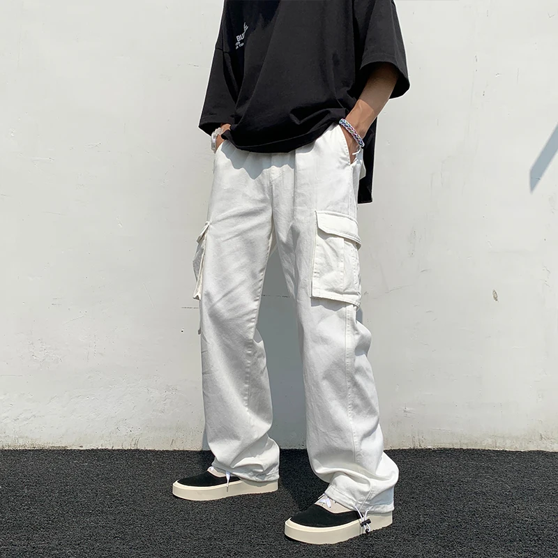 Erkekler Katı Kargo Baggy Y2k Joggers Pantolon 2023 Erkek Streetwear Japon Moda Sweatpants Erkek Hip Hop Cepler Pantolon 2XL