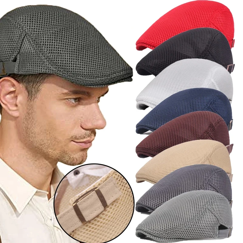 Erkekler Nefes Örgü Kapaklar Kadın Rahat Bere Şapka Moda Düz Kap Ayarlanabilir Düz Kap Newsboy Tarzı Gatsby Şapka Doruğa güneş şapkası