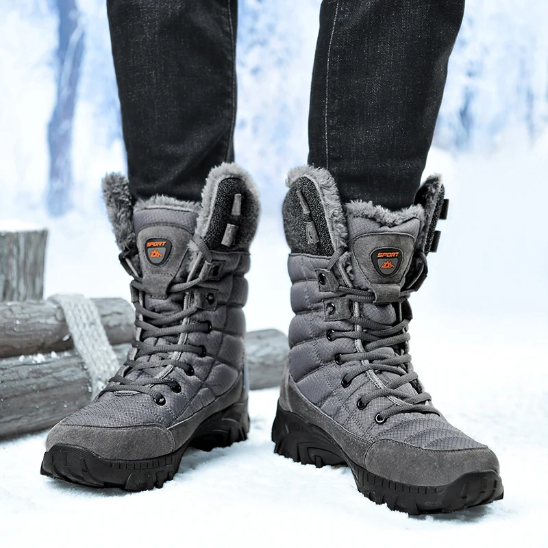 Erkekler Sneakers Kış Süper Sıcak Erkekler yürüyüş Botları Yüksek Kaliteli Su Geçirmez Deri Yüksek Üst artı Boyutu Erkek Botları Açık Kar Botları