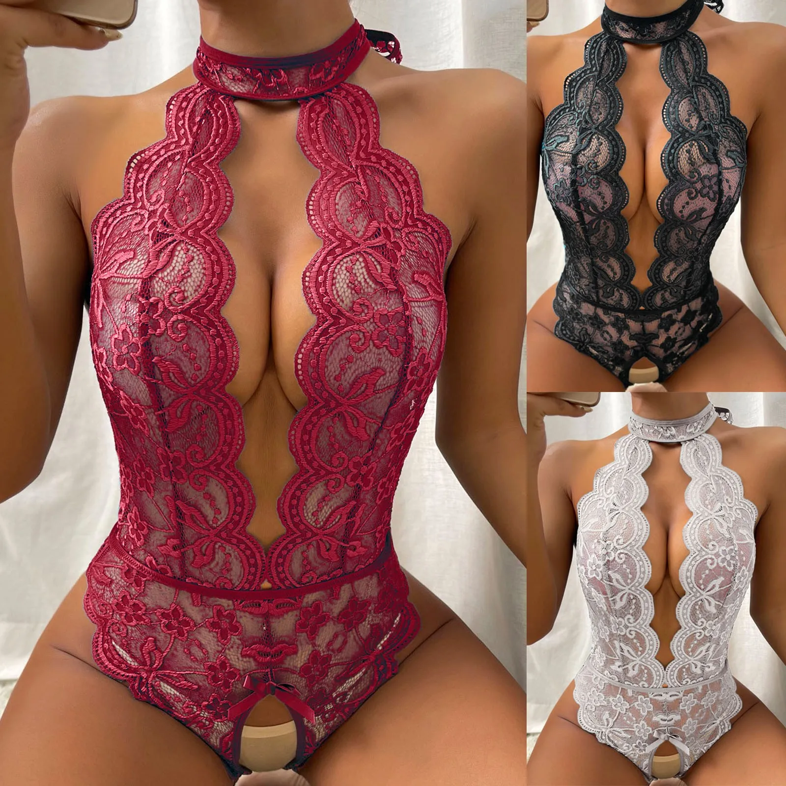 Erotik Dantel Oyuncak kadın İç Çamaşırı Bodysuits Push Up Sütyen Seksi Egzotik Giyim Dantel Yay Bayanlar Pijama Seksi Babydoll Bodysuits