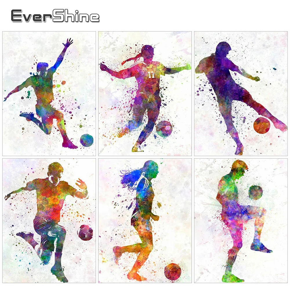EverShine 5D Elmas Nakış Portre Çapraz Dikiş Elmas Boyama Oyuncu Tam Kare Mozaik Futbol Duvar Dekor