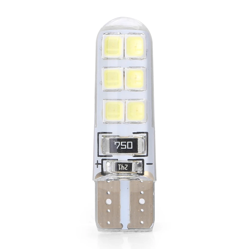 Evrensel T10 araba LED ışıkları beyaz araba lambaları Canbus hata ücretsiz parlak ampuller W5W 12SMD 2835 360 derece