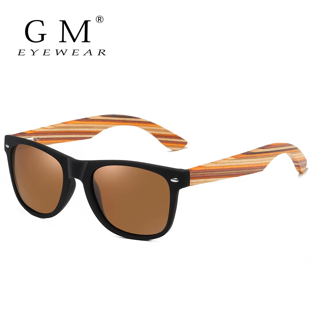 GM Klasik Bambu Ahşap Güneş Gözlüğü Marka Tasarım Erkek Kadın Kaplama Ayna güneş gözlüğü Moda Sunglass Retro Gözlük UV400 Shades