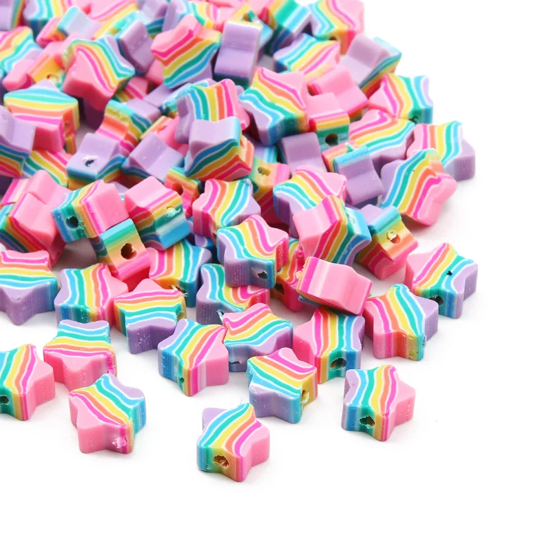 Gökkuşağı Renkli 20 adet 9mm Yıldız polimer kil boncuklar dağınık boncuklar Takı Yapımı İçin DIY Çocuk Doğum Günü Hediyeleri Anahtarlık Malzemeleri