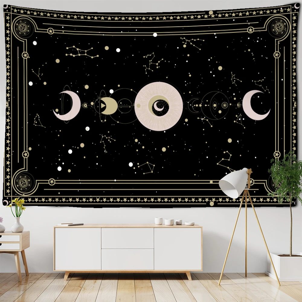Güneş Ay Gezegen Tarot Goblen Duvar Montaj Tapiz Büyücülük Psychedelic Yurdu Yatak Odası Sanatçı Ev Dekor