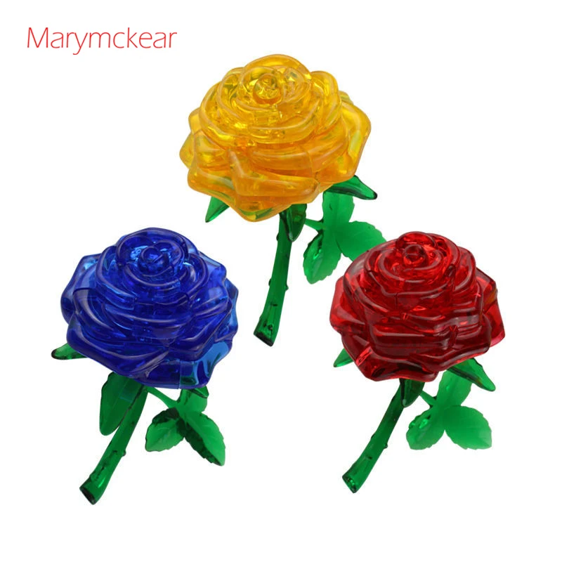 Güzel Zanaat Oyuncak Çiçek Bulmaca Gül Bulmaca 3D Kristal Bulmaca Oyuncaklar Eğitici Oyuncaklar 4 Renkler Çocuklar Sanat Küçük Kristal Tuğla