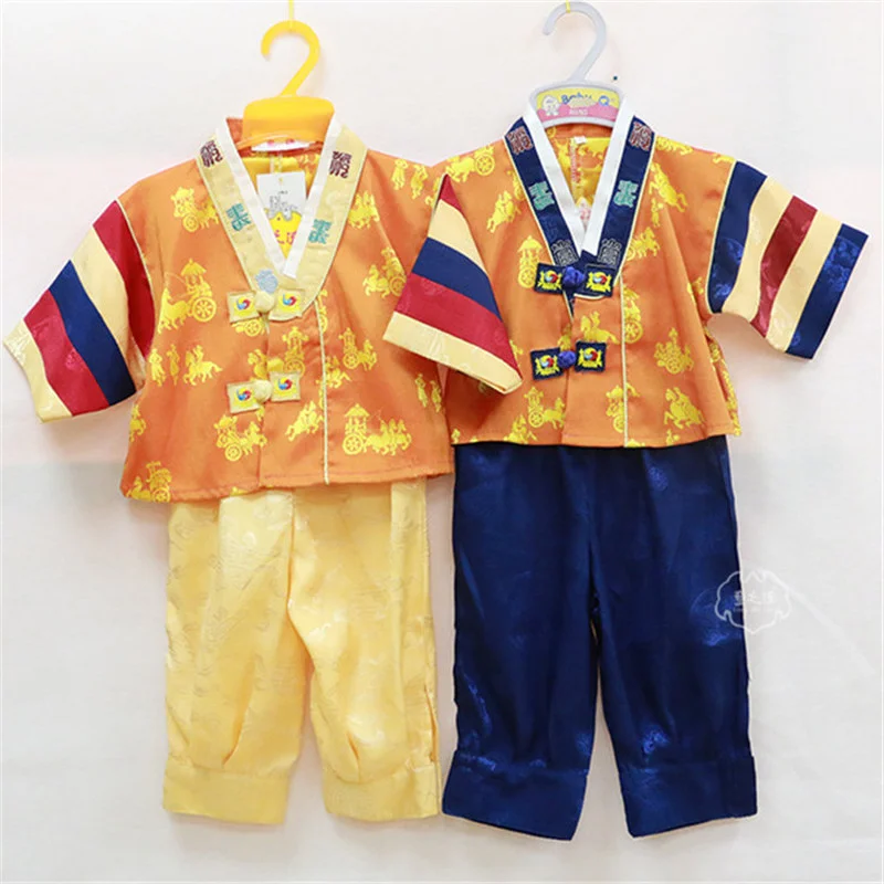 Hanbok Vintage Giyim Yaz Yeni Elbise İki parçalı Takım Elbise Erkek Dae Jang Geum Hanbok Takım Elbise 0-5 Yaşında çocuk Doğum Günü
