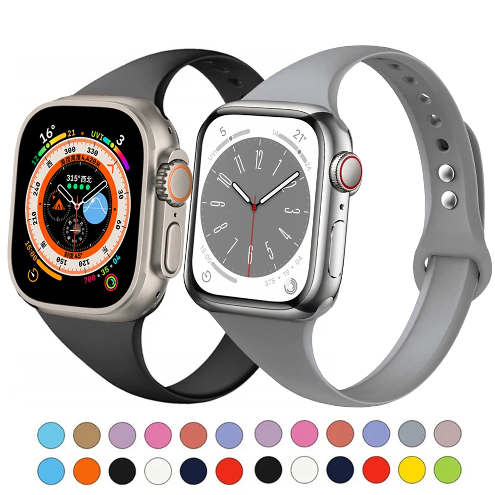 Ince Bant Apple saat kayışı 40mm 42mm 49mm 38mm 44mm Silikon smartwatch correa bilezik iWatch 7 6 4 3 se ultra 8 45mm 41mm