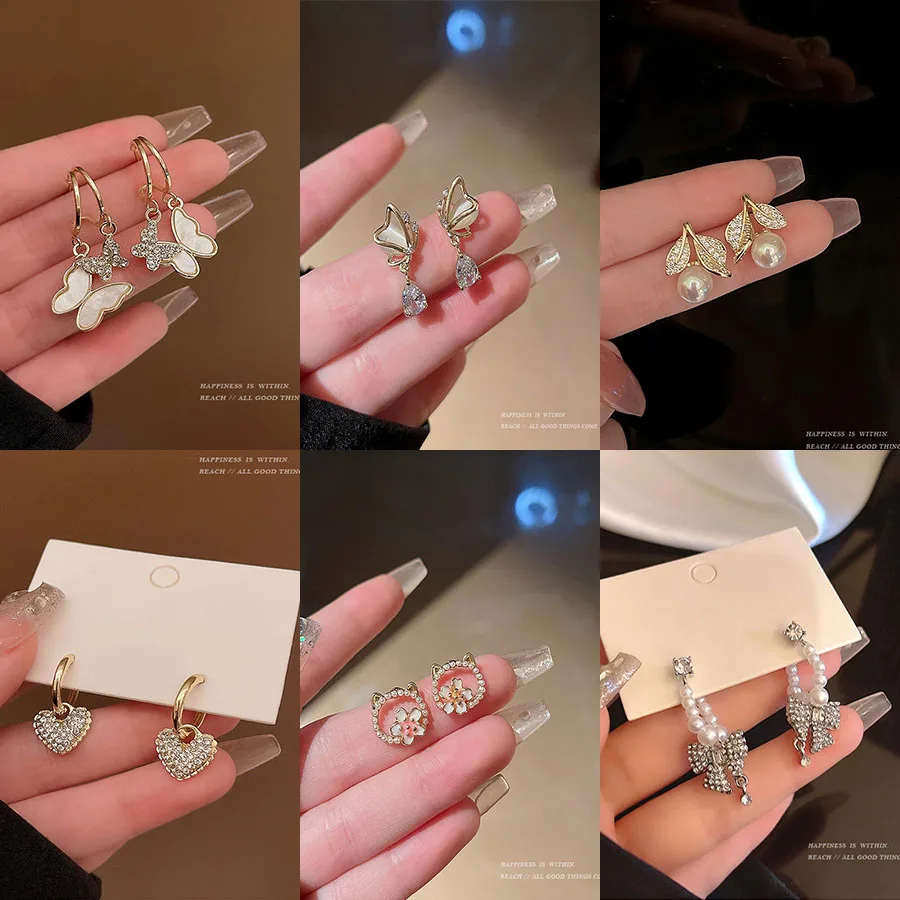Japon ve Kore zarif tatlı mücevher yaprak inci moda sevimli basit bayanlar küpe
