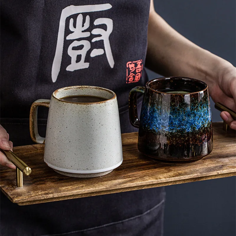 Japon yaratıcı retro seramik fincan ofis çay bardağı su bardağı ev kupa büyük kapasiteli kahve fincanı