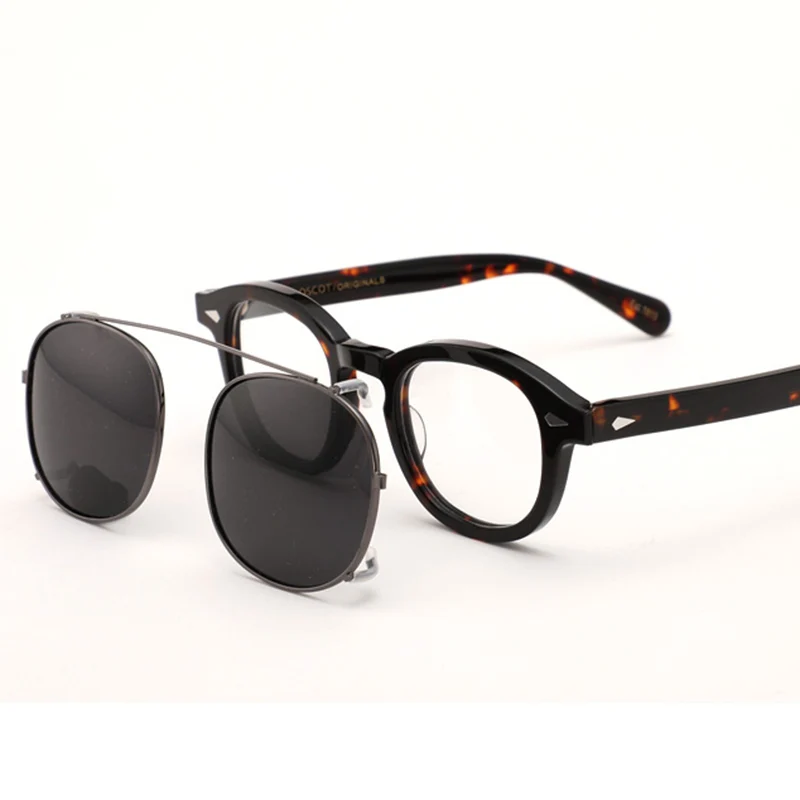Johnny Depp Gözlük erkekler güneş gözlüğü üzerinde klip Polarize Lens kadınlar Marka Vintage Asetat Gözlük Çerçevesi En Kaliteli