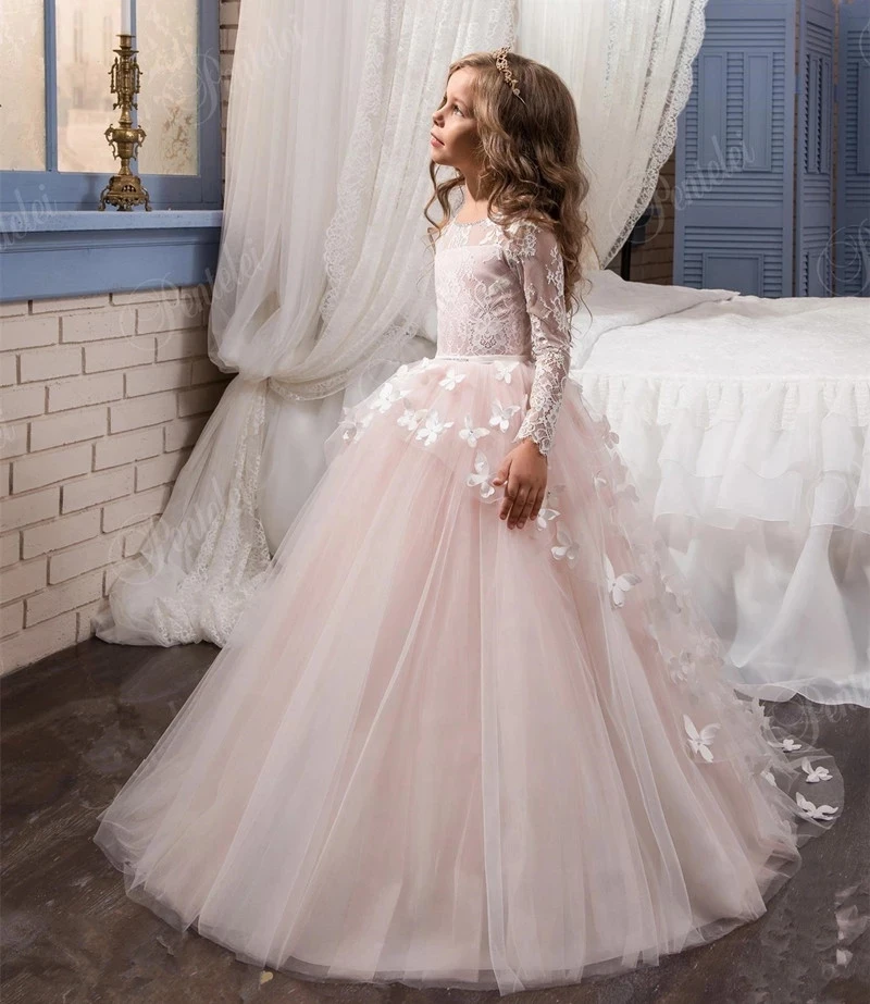JONANY Çiçek Kız Elbise Düğün Akşam Çocuk Prenses Parti Pageant Uzun Elbise Çocuklar Kızlar için Elbiseler Resmi Giysi