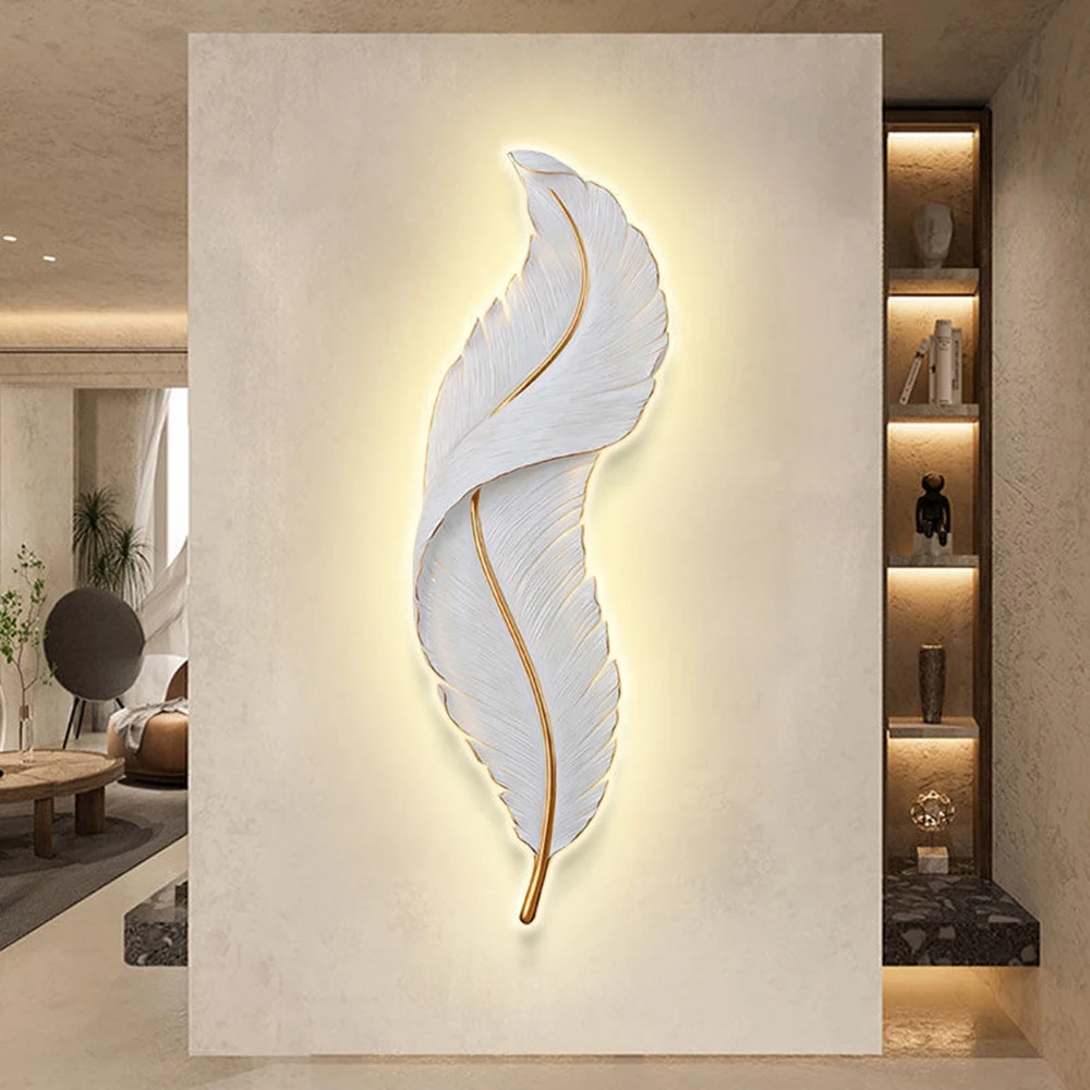 Kapalı Duvar Lambası İskandinav Dekoratif Modern Lüks Lamba Yatak Odası LED Tüy Duvar Aplikleri Başucu Oturma Odası Basit Aydınlatma