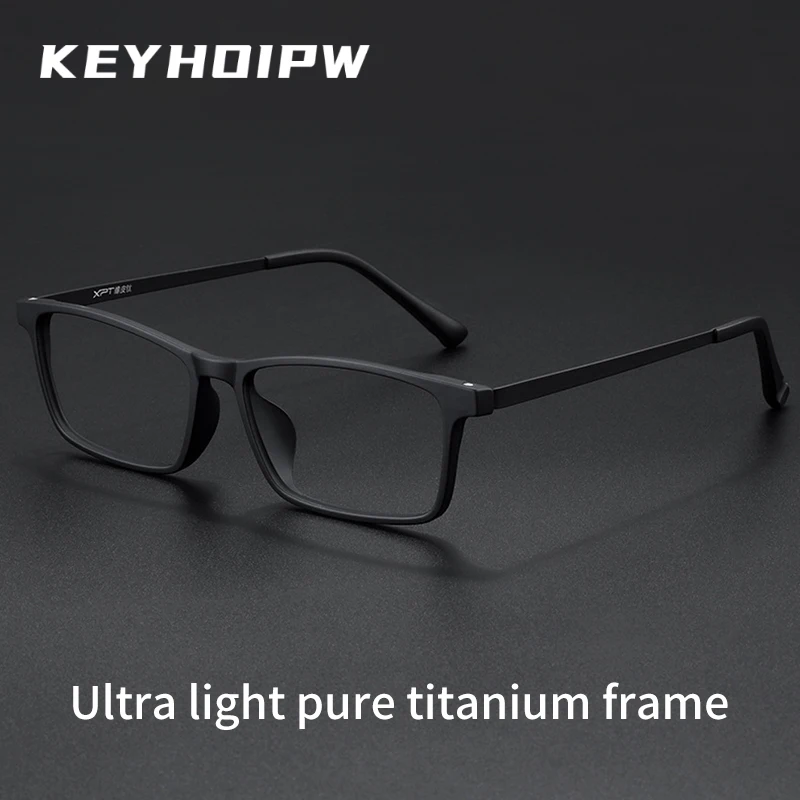 KEYHOIRW Titanyum Gözlük Çerçeve Reçete Gözlük Erkekler İçin Ultralight Erkek Derece Lensler Optik Kare Vintage Dekoratif
