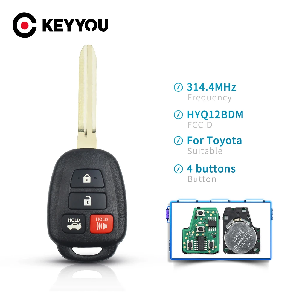 KEYYOU Toyota Camry 2012 2013 2014 2015 2016 2017 HYQ12BDM Anahtarsız Giriş Uzaktan Araba Anahtarı 4 Düğmeler 314.4 Mhz G Çip