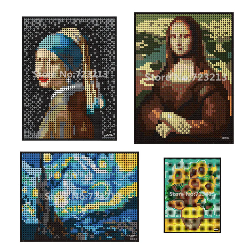 Klasik Mozaik DIY Sanat Piksel Boyama Yapı Taşları Mona Lisa Yıldızlı Gece Ayçiçeği Resimleri Tuğla Oyuncaklar Ev Dekorasyon
