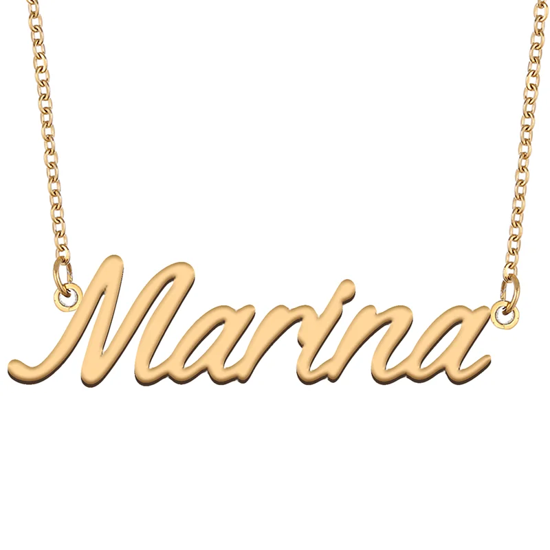 Kolye Adı Marina Onun için Onun Aile Üyesi En İyi Arkadaşı Doğum Günü Hediyeleri Noel Anneler Günü sevgililer Günü