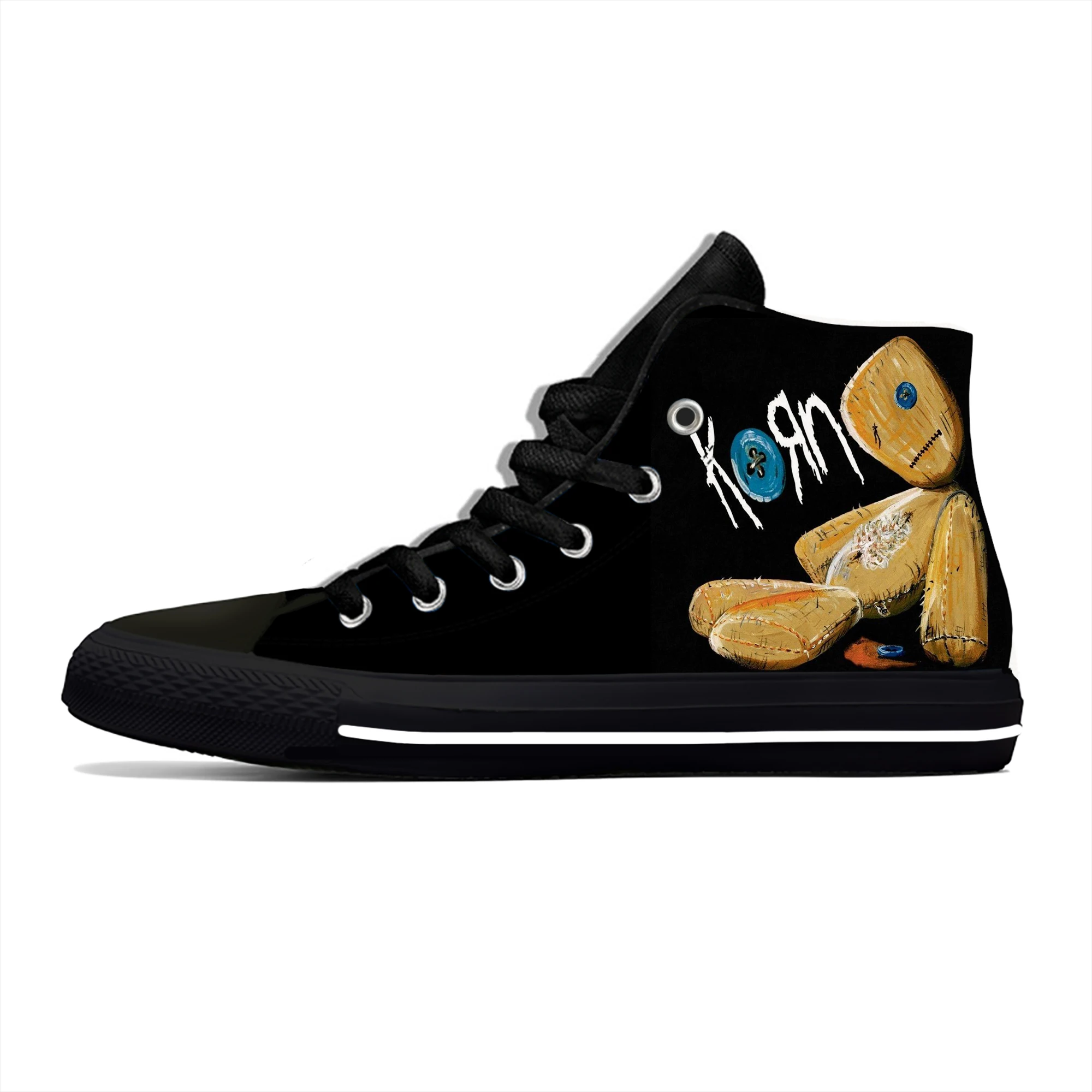 Korn Rock Grubu Yüksek Top Sneakers Mens Womens Genç rahat ayakkabılar Tuval koşu ayakkabıları 3D Baskılı Nefes Hafif ayakkabı