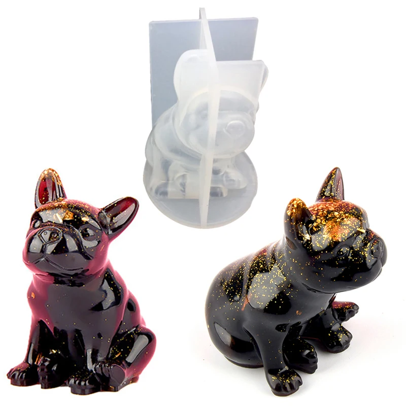 Kristal Epoksi Reçine Kalıpları 3D Fransız Bulldog Silikon UV Reçine Kalıp Dekor Pişirme Kalıp Kek Mousse Çikolata Modelleme Tatlı
