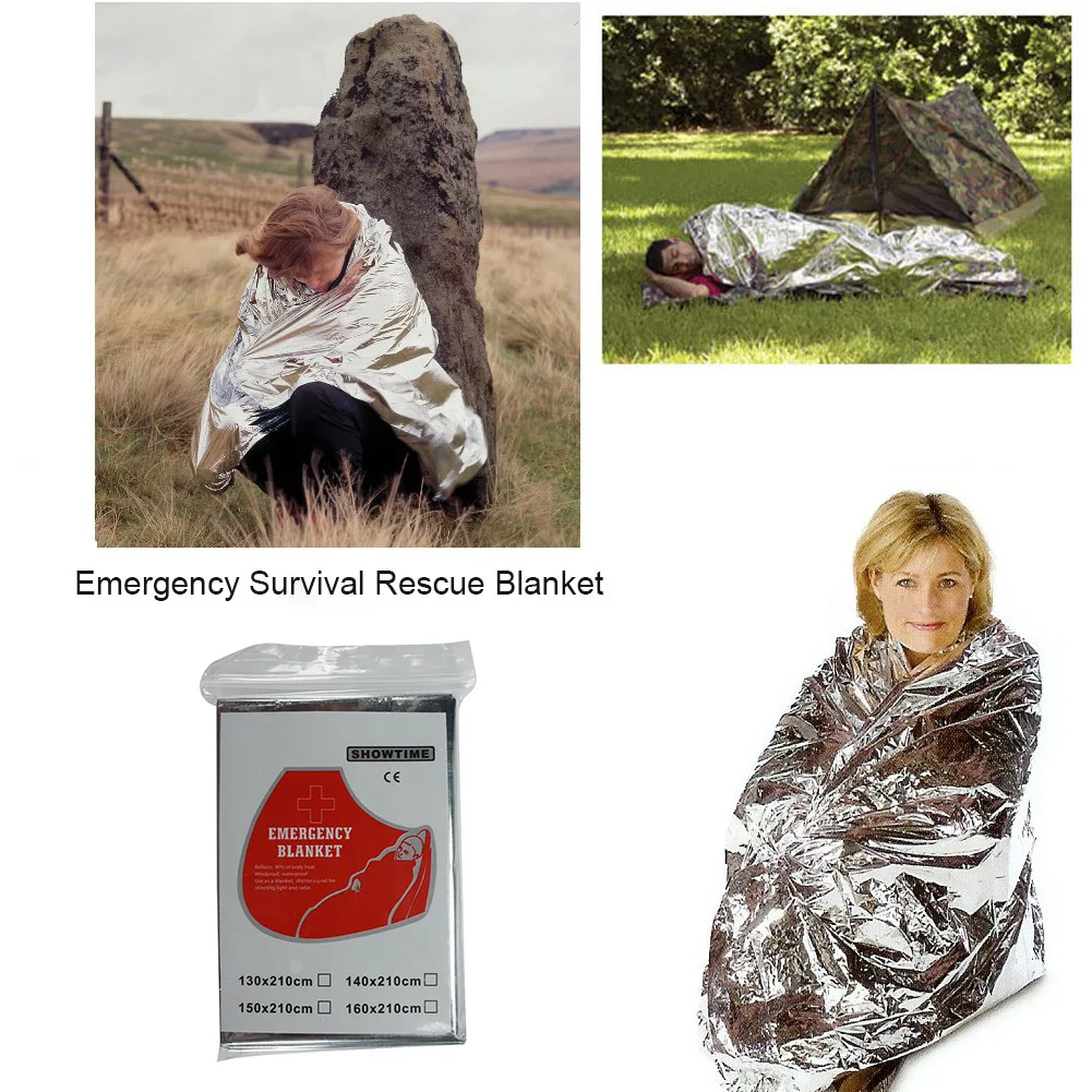 Kurtarma acil battaniye Survival termal ılk yardım sıcak ısı kuru folyo kapak kamp yürüyüş güvenlik Survival ekipmanları