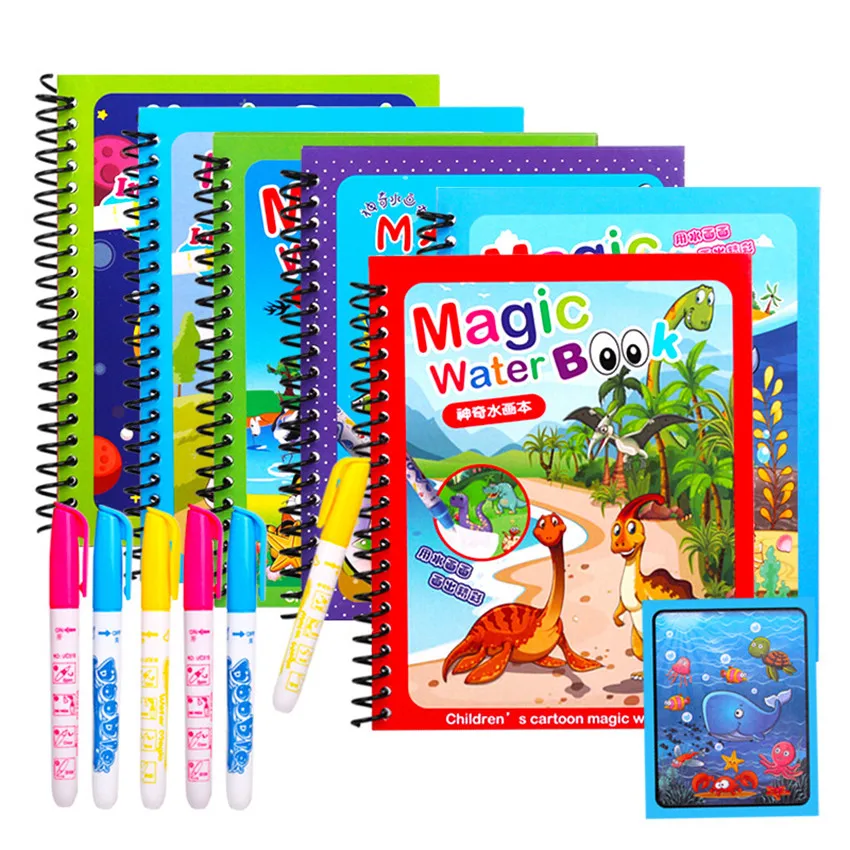 Kız Çocukları için 1 adet Sihirli Su Kitabı Çizgi film Oyuncakları DİY Çizim Kalem Boyama Kitapları Eğitici Boyama Tahta Oyuncak Hediye Doodle 