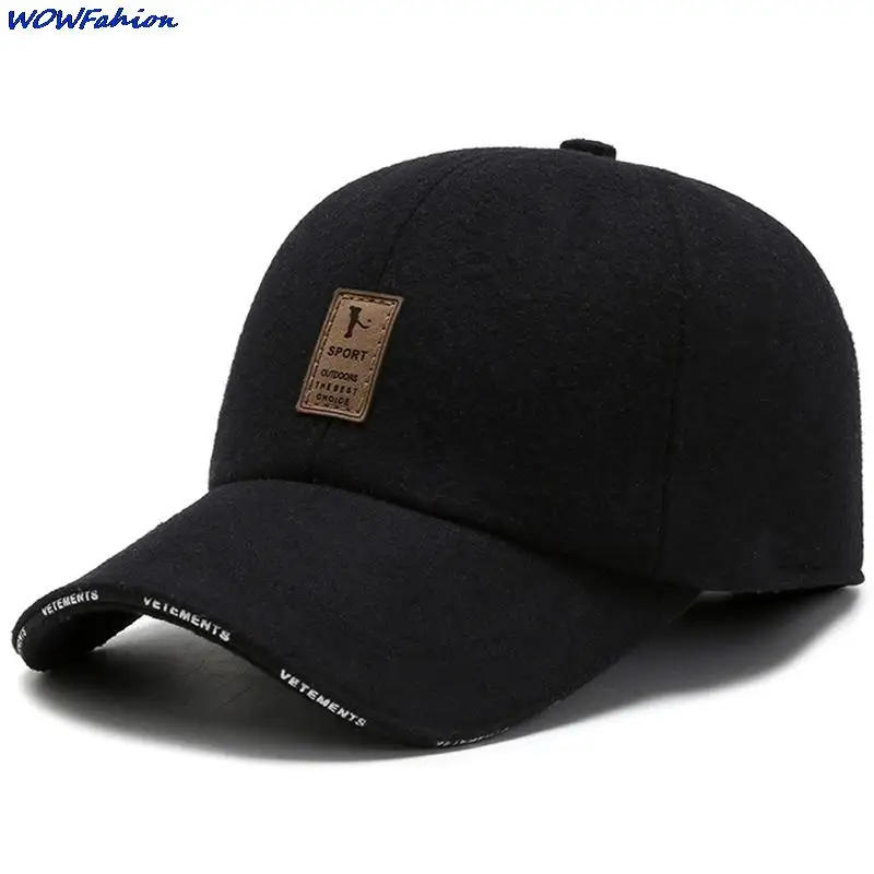 Kış Sıcak Yün Şapka beyzbol şapkası Erkekler İçin Adam Earflaps kulak koruyucu Rüzgar Geçirmez Kalınlaşmak Snapback Eski baba şapkası