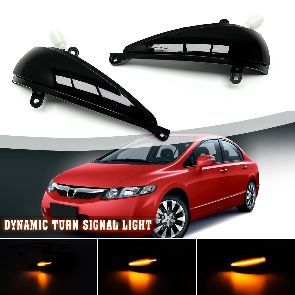 LED Dinamik Dönüş Sinyali Yan Kanat Ayna gösterge ışığı Lambası Honda Civic 8th hatchback Type-S Type-R FN 1 2 3 4 FK 1 2 3