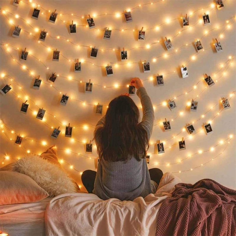 LED dize ışıkları 10/6/3 / 2M fotoğraf klip peri ışıkları USB DIY su geçirmez Garland ışıkları noel düğün yatak odası dekorasyon